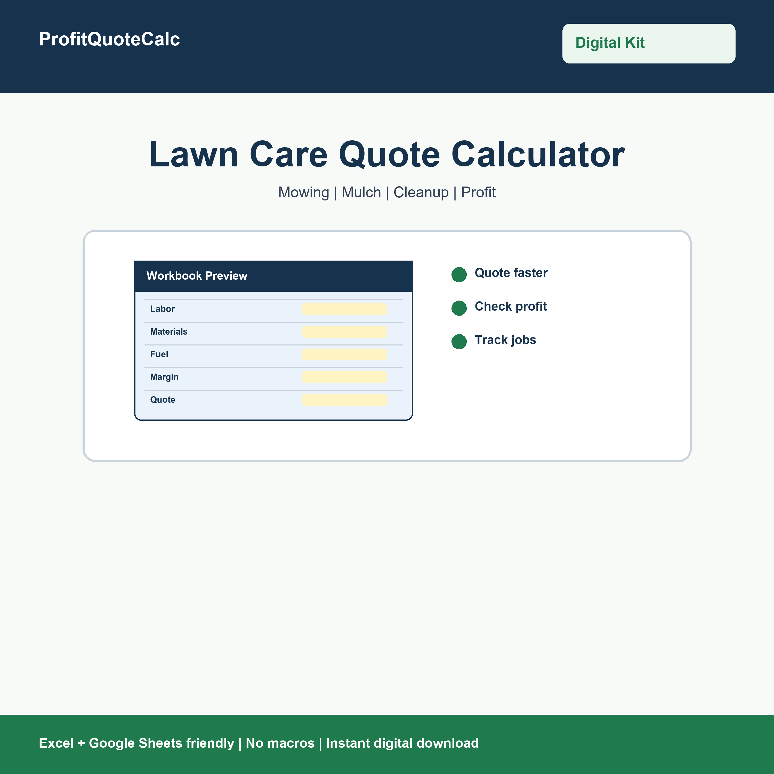 Lawn Care Quote Calculator digital kit preview