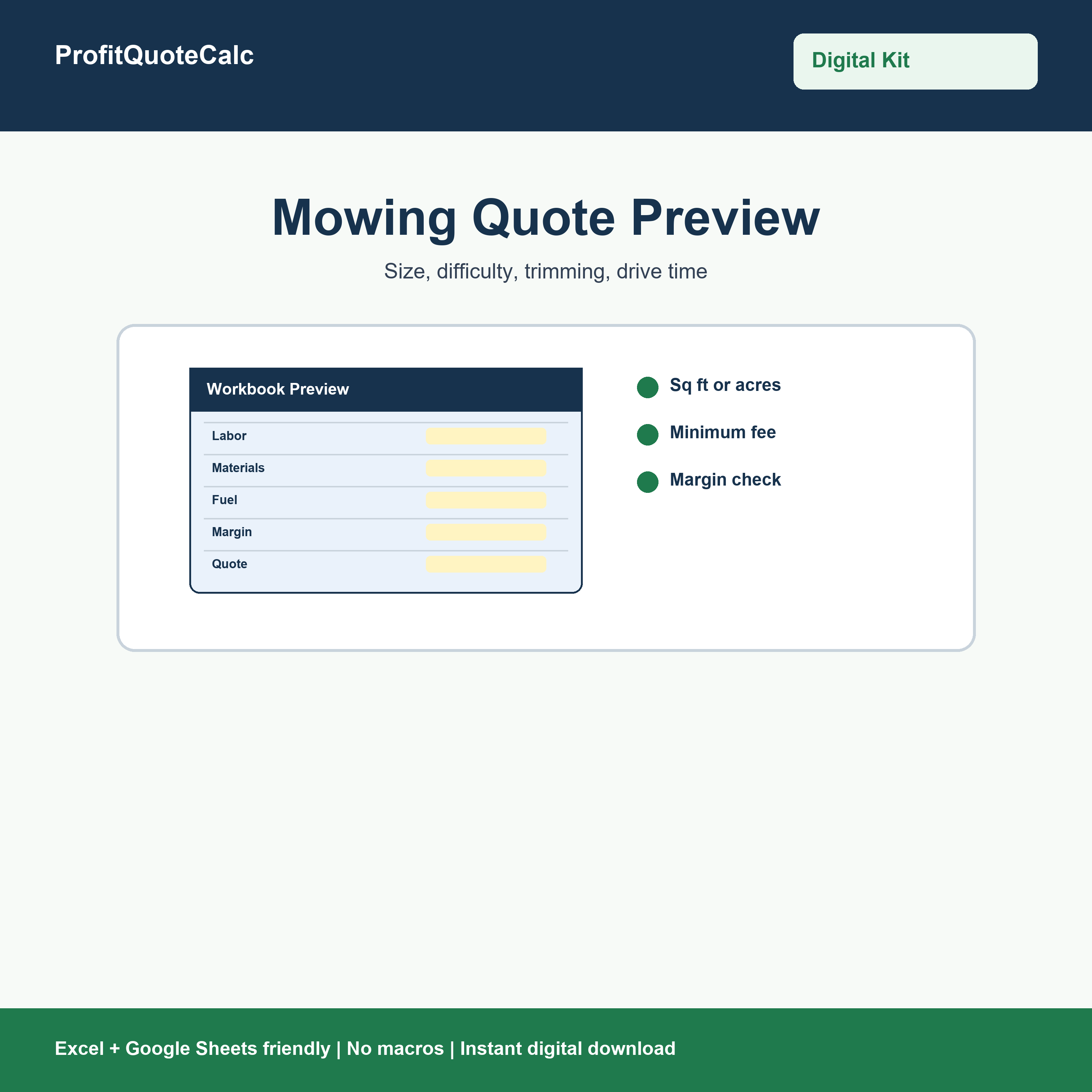 Mowing quote calculator preview